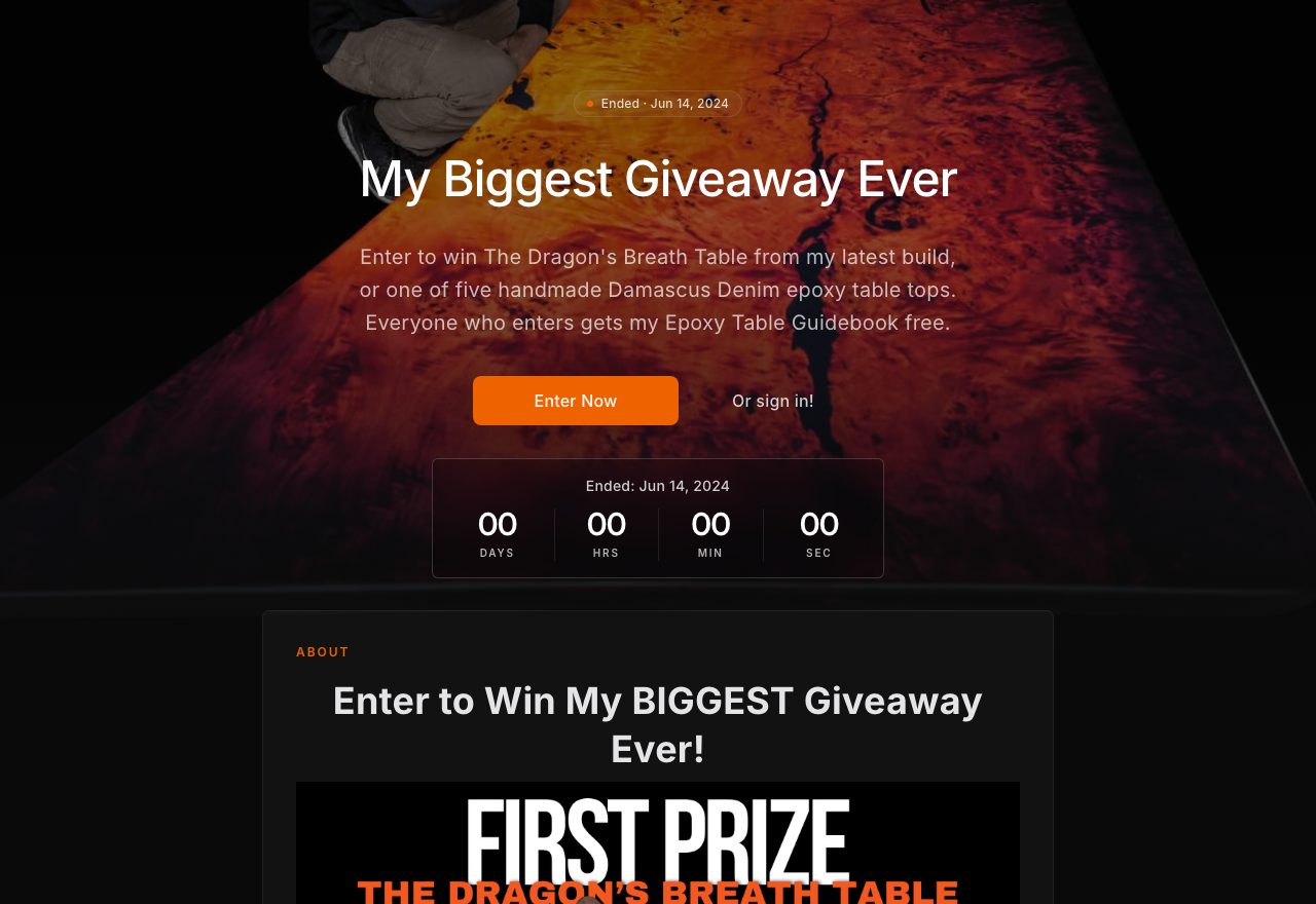Blacktail Studio giveaway campaign page: My Biggest Giveaway Ever